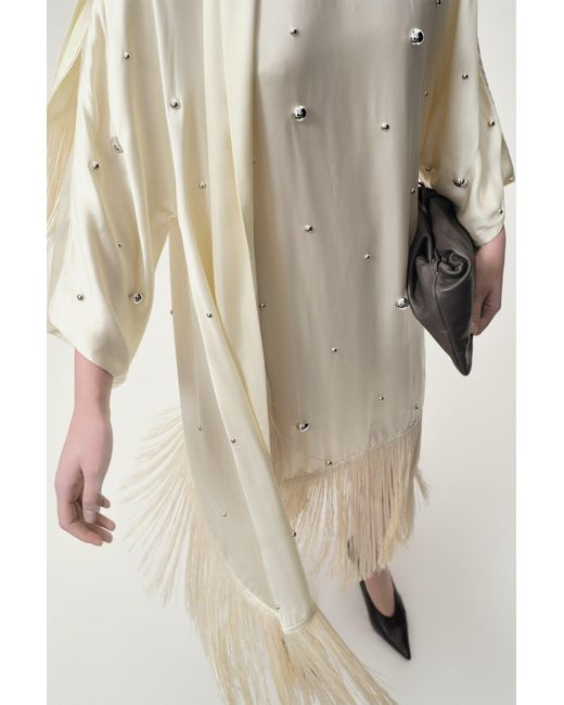 FRONT ROW SHOP Natural Neutrals Stud-Embellished Scarf Dress Ivory