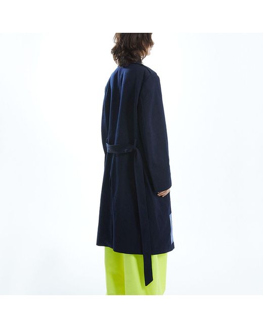Miro Misljen Blue Printed Belted Overcoat