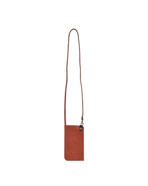 Owen Barry Red Leather Phone Crossbody Bag Burnt Toni