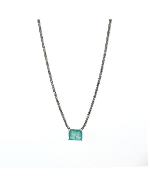 Ebru Jewelry Blue Square Paraiba Tourmaline Diamond Chain Happy Necklace