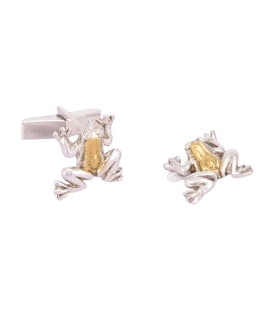 Simon Kemp Jewellers Metallic Frog Cufflinks Eighteen Carat On for men