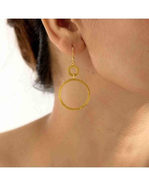 Protsaah Zurich Metallic Shimmering Disks Dual Circle Statement Earrings