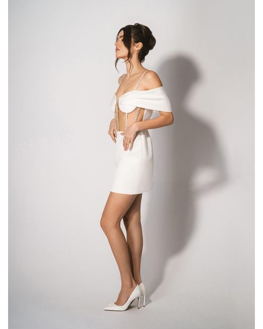 Tia Dorraine White Belle Of The Ball Crystal-Embellished Mini Dress