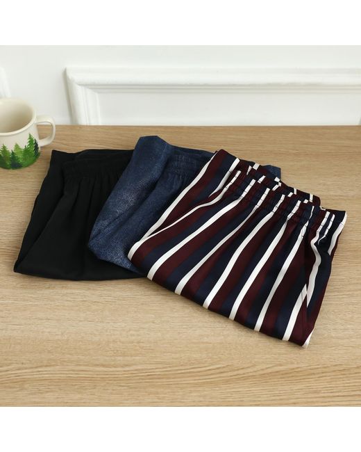 Soft Strokes Silk Blue Pure Mulberry Silk Striped Shorts for men