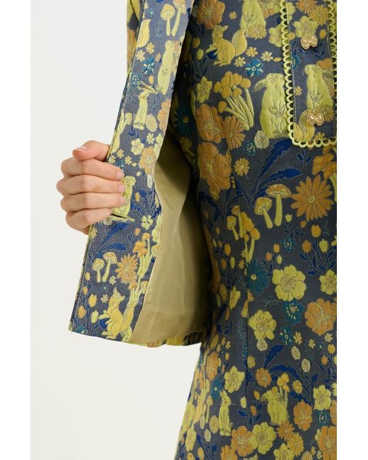 Louche Green Salut Fairytale Jacquard Cropped Jacket