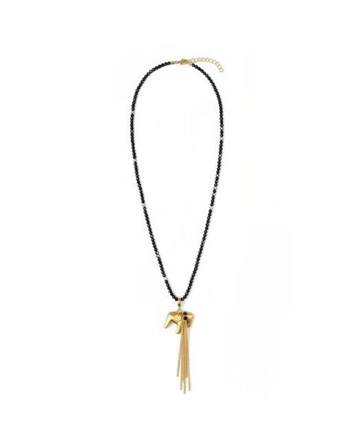 Angel Barocco Metallic Equestrian Tassel Pendant Long Necklace