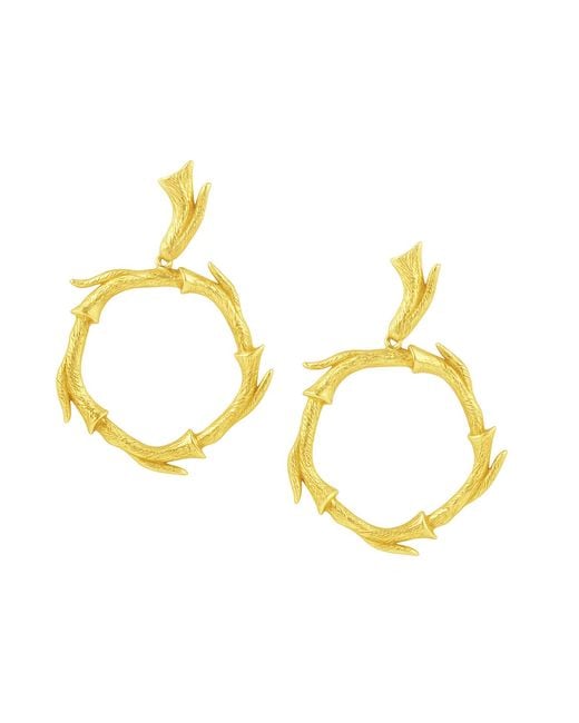 Unaloe Metallic Vermeil Thorn Hoop Drop Earrings – Bold Botanical Statement Jewelry
