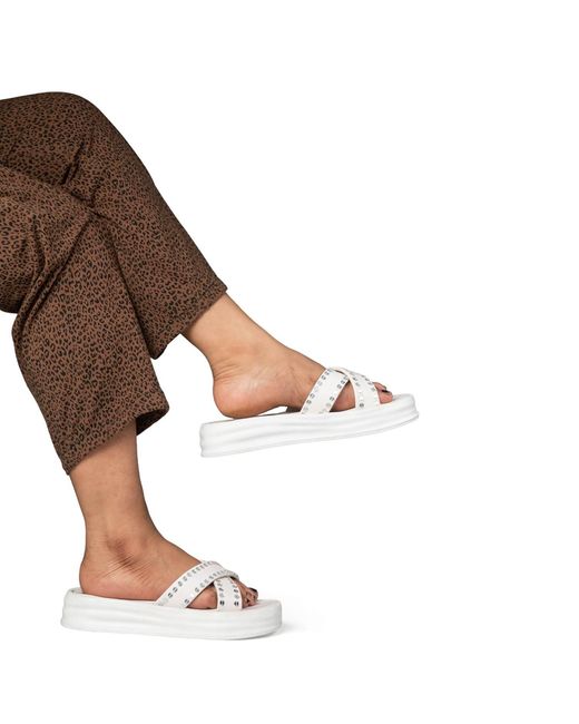 Rettrose White The Willow Luxury Cross Over Embellished Slides