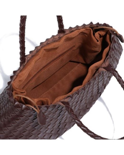 Rimini Brown Woven Vegan Leather Tote 'Elisabetta'