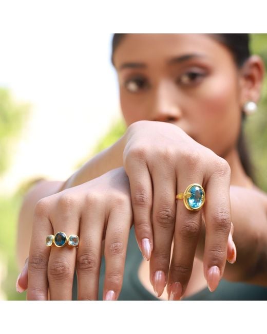 GEM BAZAAR Blue The Swiss Topaz Heritage Ring