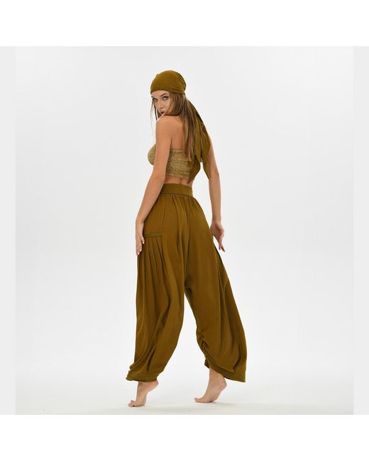 Zhenabia Green Boho Harem Pants