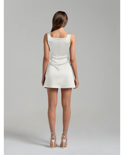 Tia Dorraine White Blame Gravity Satin Mini Dress, Pearl