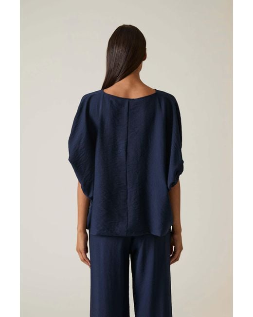James Lakeland Blue Gathered Sleeve Blouse