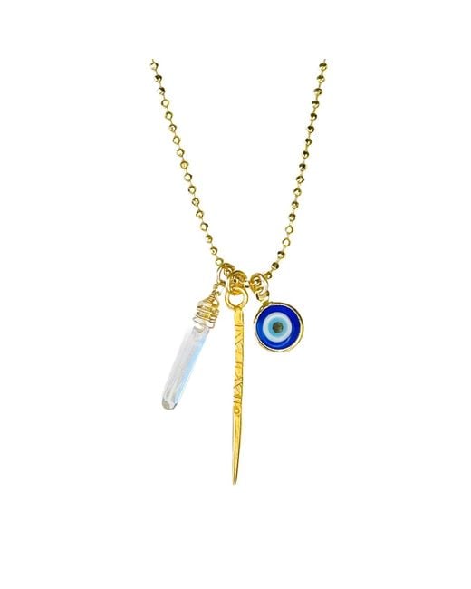 Lexi Jewelry Metallic Evil Eye, Crystal & Mien Stick Necklace