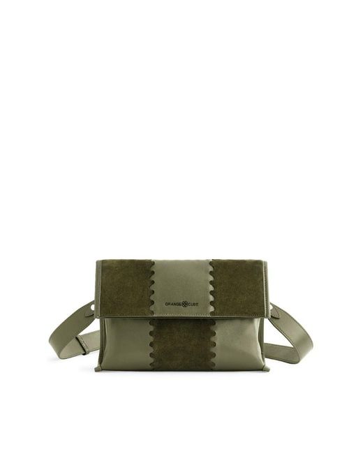 Orange Cube Green Square Stitch Messenger Bag