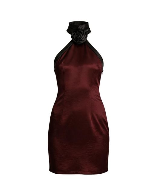 Amy Lynn Purple Rosella Satin Halterneck Mini Dress