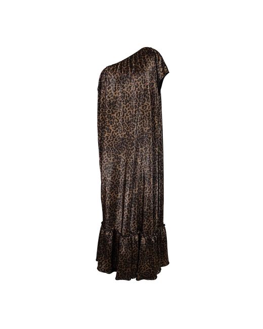 Jennafer Grace Brown Panther Slink One Shoulder Maxi Dress