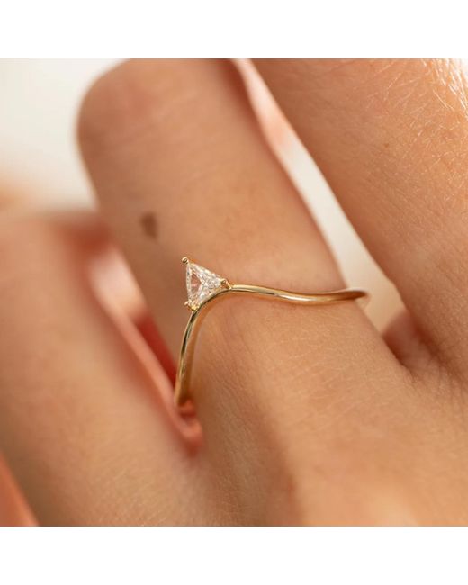 VicStoneNYC Fine Jewelry Metallic Trillion Diamond Curve Ring