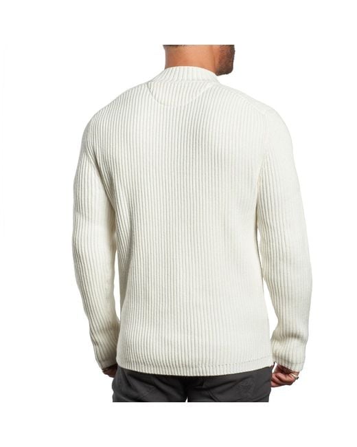 Weston Jon Boucher White Sentry Half Zip Cashmere Wool Slim Fit Sweater Heavyweight for men
