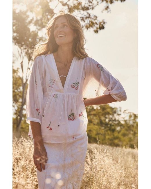 Adrift Clothing White Cairo Boho Blouse