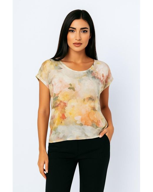 Conquista Multicolor Print Cap Sleeve Top