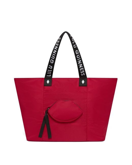 Lulu Guinness Red Lulu Nylon Macy Tote Bag