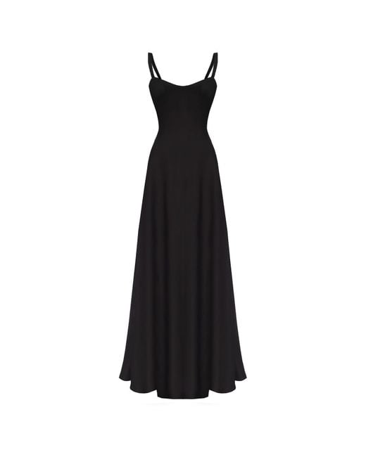 Lily Phellera Black Nora Strap Maxi Dress With Open Back In Midnight