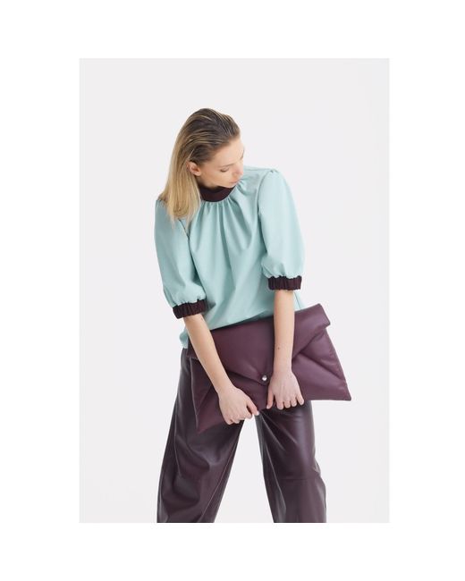 Julia Allert Blue Textured Short Sleeve Blouse