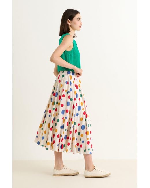 Louche White Agatha Dotty Print Circle Midaxi Skirt