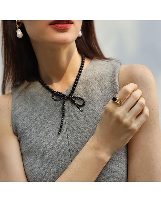 Farra Metallic Agate And Zircon Open Ring