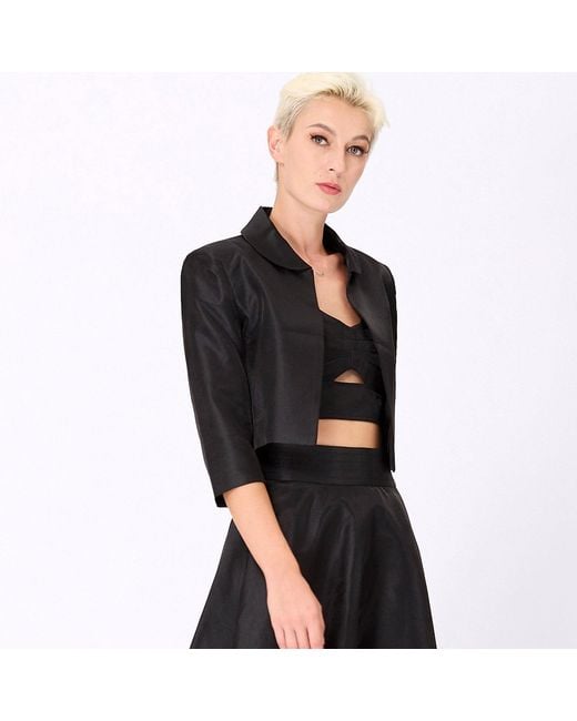 Smart and Joy Blue Taffeta Crop Jacket