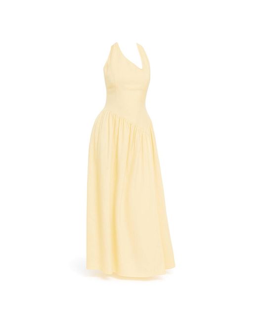Modista Thirty-One Metallic Butter Asymmetric Halter Neck Maxi Dress