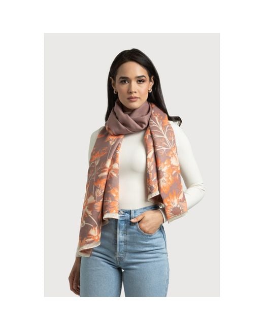 Saachi Orange Reversible Floral Oversized Scarf