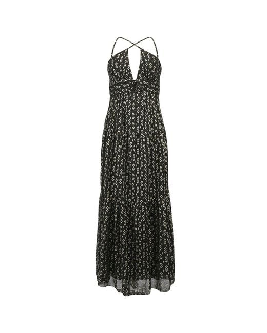 Smart and Joy Black Tiered Panels Backless Strappy Maxi Dress
