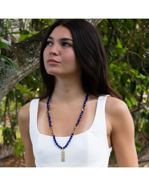 Ebru Jewelry Blue Forever Loved Pendant Beaded Necklace