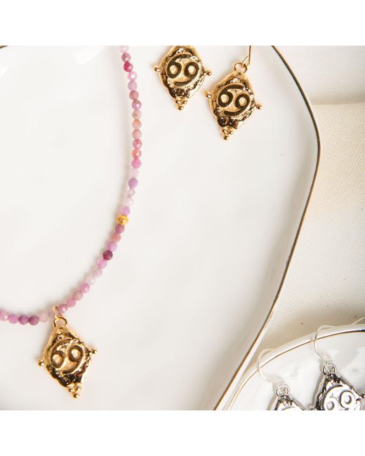 Seven Saints Metallic Cancer Gemstone Choker Necklace, Ruby, Plated