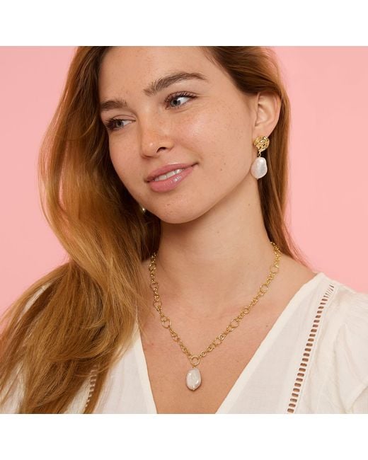 Pearls of the Orient Online Metallic Decus Keishi Pearl Drop Necklace On Chunky Chain