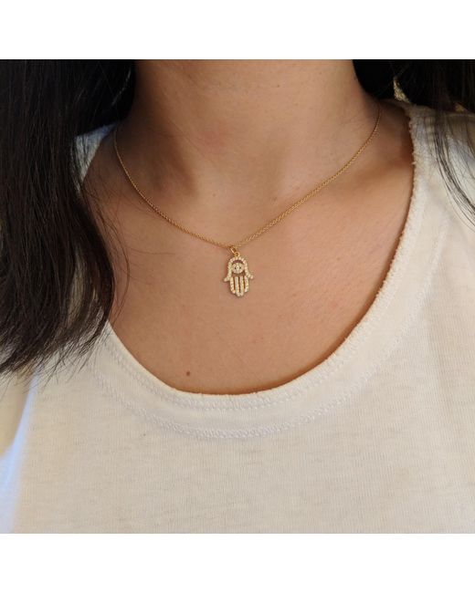 KAMARIA Metallic Hamsa Crystal Necklace