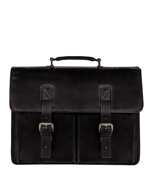 Time Resistance Black Leather Satchel Bag for men