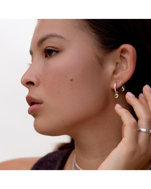 Dower & Hall White Peridot Hammered Huggie Hoops