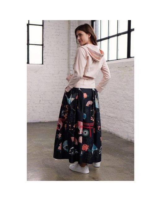 Marianna Déri Black Maxi Skirt With Japanese Print