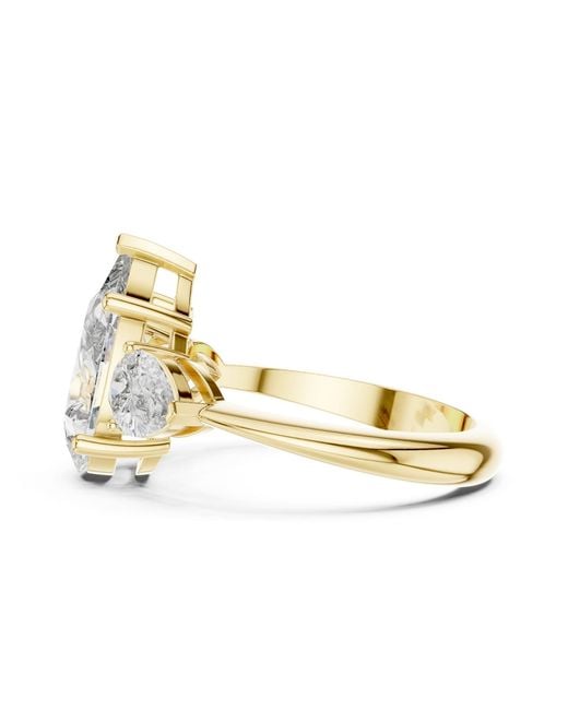 Aya Fine Jewelry White 4.00 Ct Pear Lab Grown Diamond Three Stone Engagement Ring