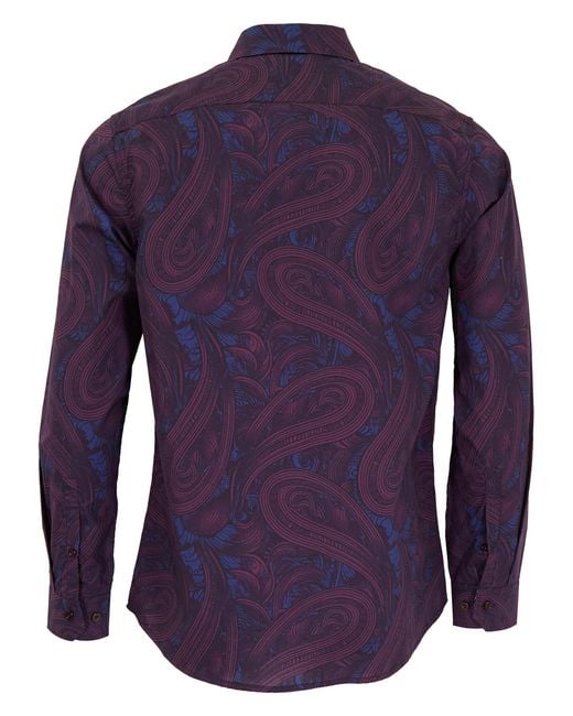 Lords of Harlech Blue Norman Paisley Badalona Shirt for men