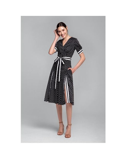 Rumour London Black Jennifer Fit-And-Flare Cotton Dress With Slits