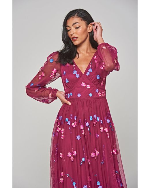 Frock and Frill Brooke Floral Embroidered Midi Dress