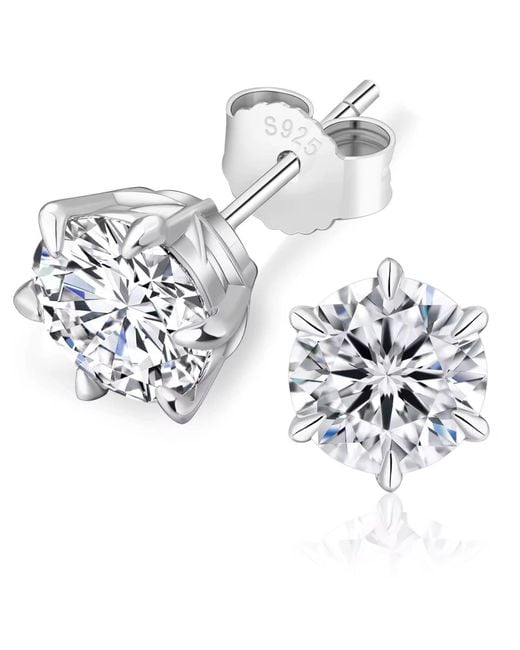 Jagged Halo Jewelry Metallic Moissanite Claw Stud Earrings Sterling