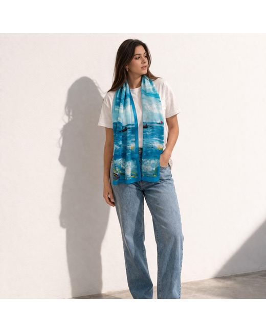 Nuvv Collection Blue Ocean Art Silk Scarf