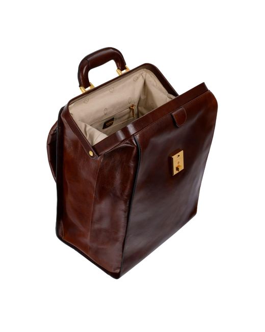Time Resistance Brown Leather Backpack for men