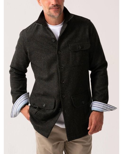 Koy Clothing Black Wool Safari Jacket for men