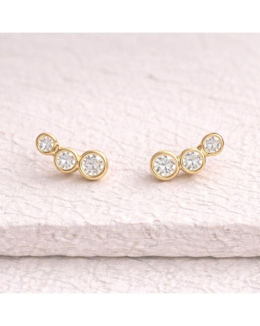 Lily Flo Jewellery Metallic Tripple Diamond Studs Earring